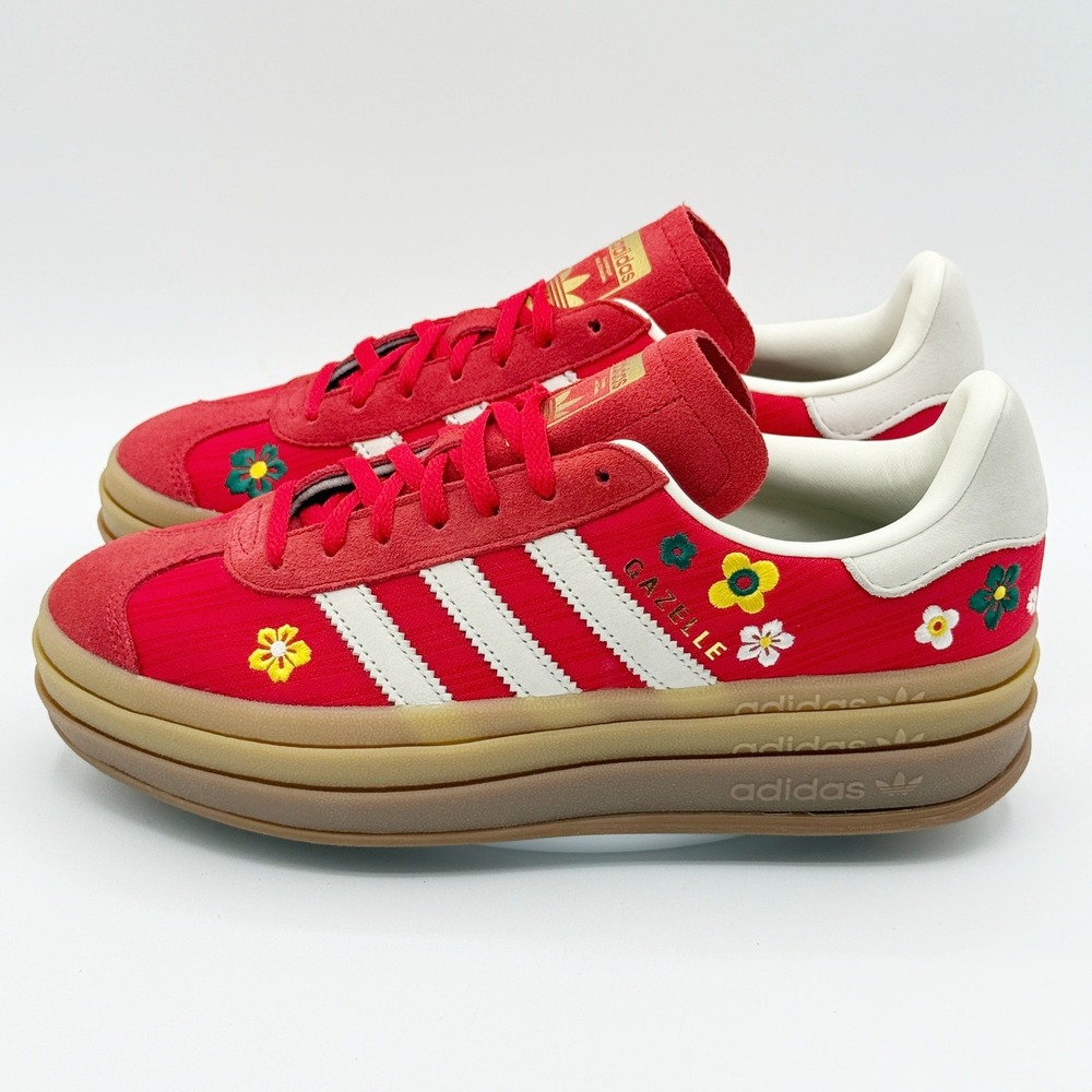 Adidas X Liberty London Gazelle Bold W Size 8 Scarlet White Flowers IH1921, NEW - Picture 3 of 11